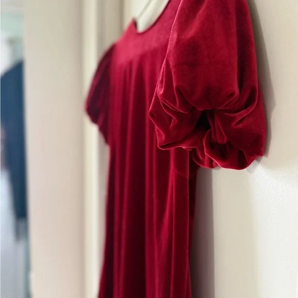 CeCe Women's Red Velvet Bubble-Sleeve Mini Dress Size Medium Christmas Party NYE - Picture 4 of 8
